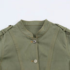 Women's short jacket in utility style with stand-up collar and shoulder straps Fashion Glam