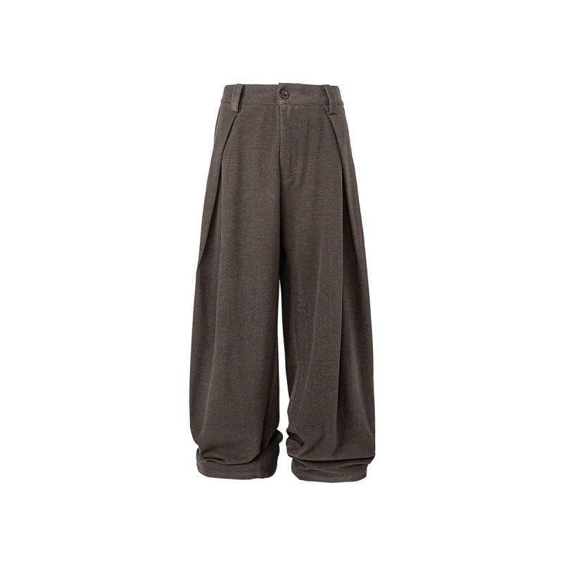 Women's Wide Palazzo Pants with High Waist, Pleats and Turned Hem Fashion Glam