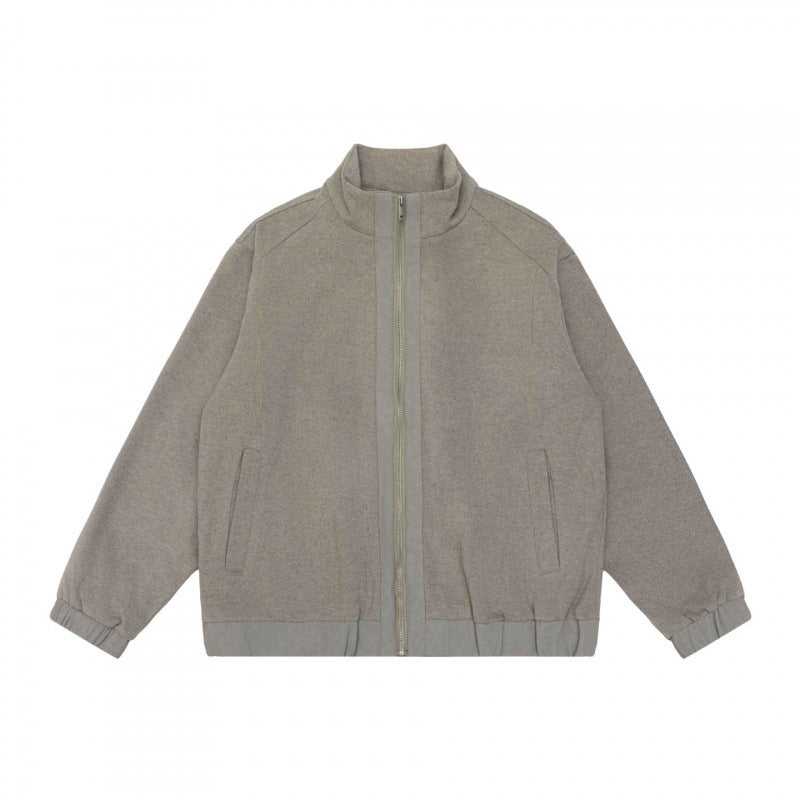 Unisex Short Cut Teddy Fleece Jacket with Stand-Up Collar, Full Zip and Elastic Hem Fashion Glam