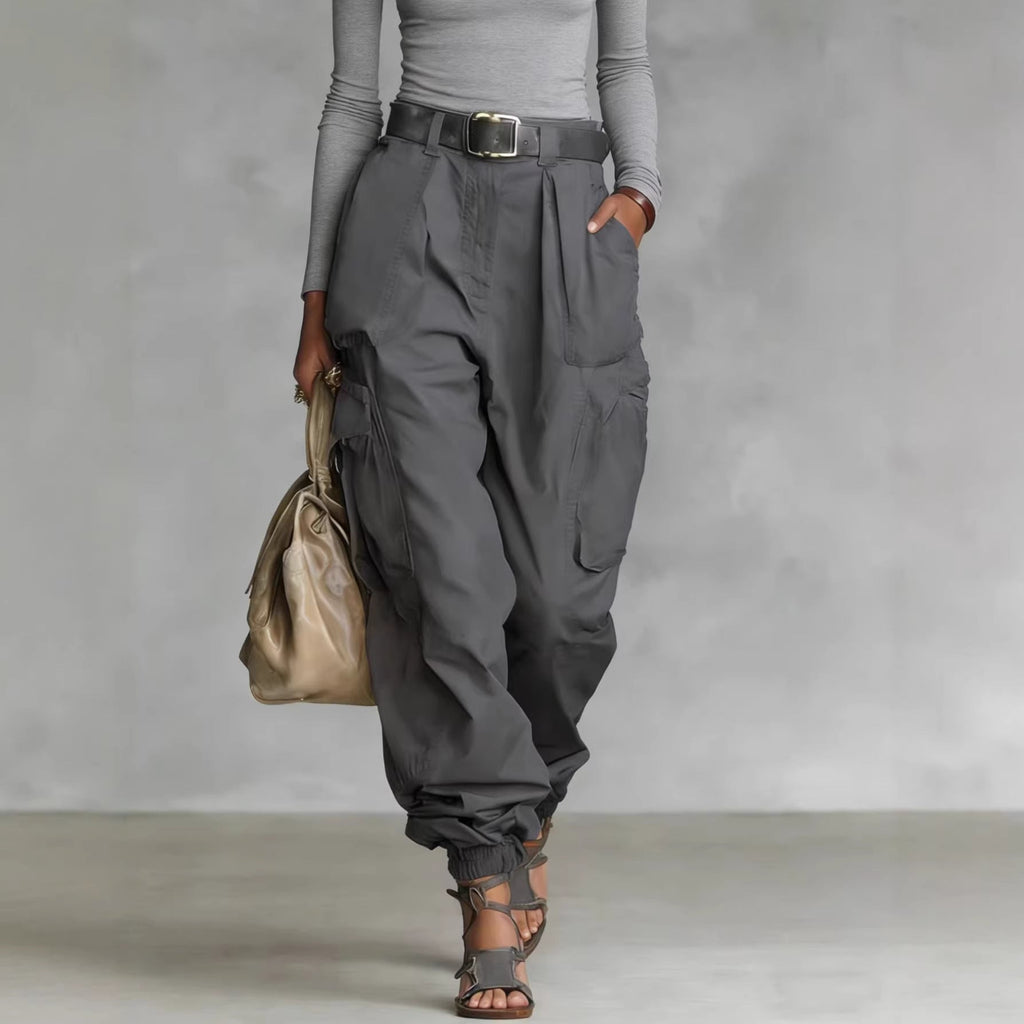 Women's cargo pants with elastic waistband and practical pockets Fashion Glam