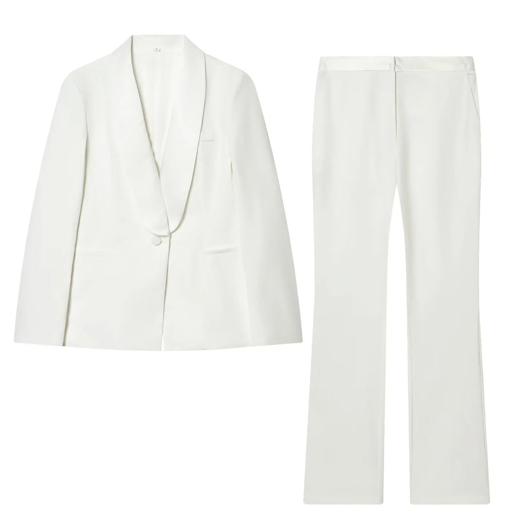 Women's Smoking Blazer with Shawl Collar and One-Button Closure Fashion Glam