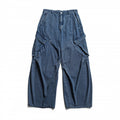 Unisex Wide Cargo Jeans with High Waist, Panel Seams and Flap Pockets Fashion Glam