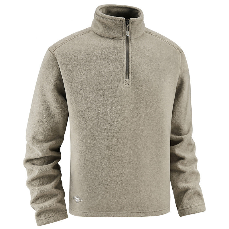 Men's fleece pullover with troyer collar and half zipper made of soft microfleece Fashion Glam