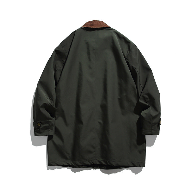 Men's Waxed Coated Outdoor Coat with Cord Collar Fashion Glam