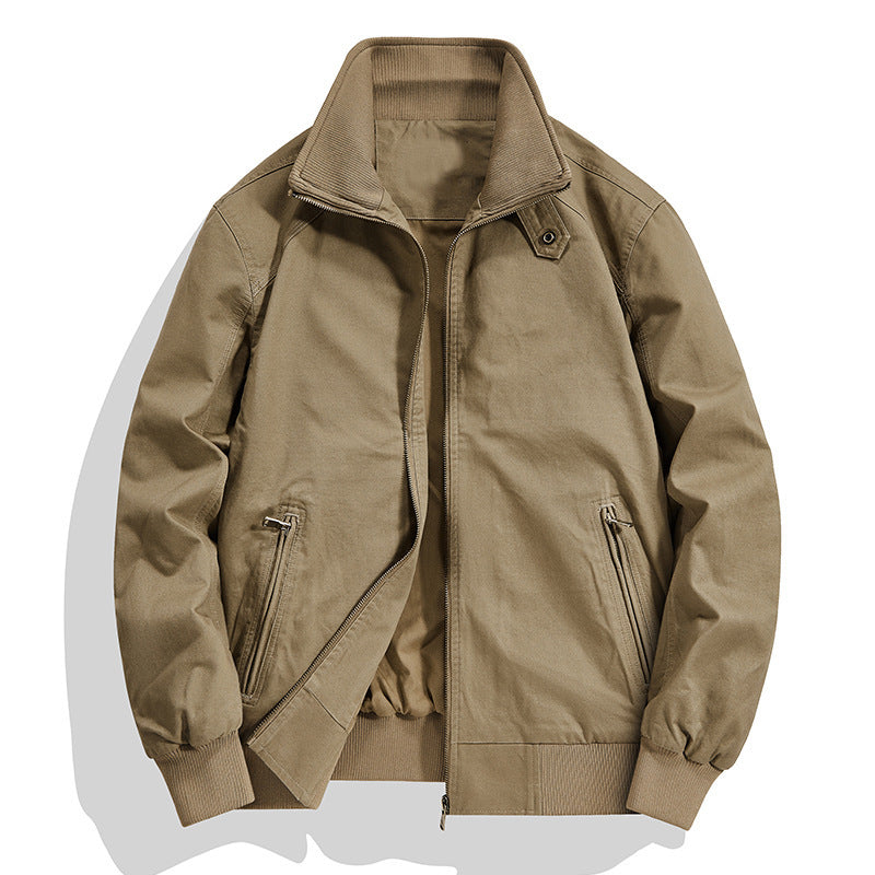 Men's cotton canvas blouson with ribbed cuffs and stand-up collar Fashion Glam
