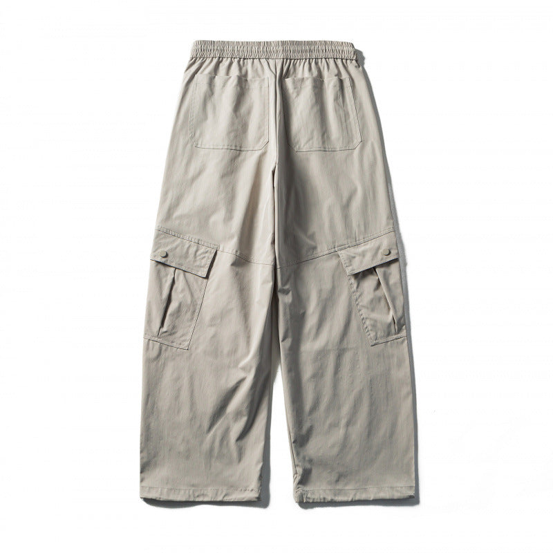 Men's Loose Cargo Pants with Elastic Waistband, Drawstring and Functional Side Pockets Fashion Glam