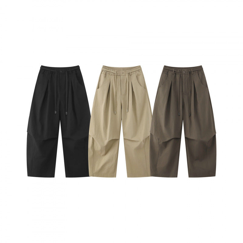 Unisex wide layered pants with balloon-shaped silhouette, high waist and drawstring Fashion Glam