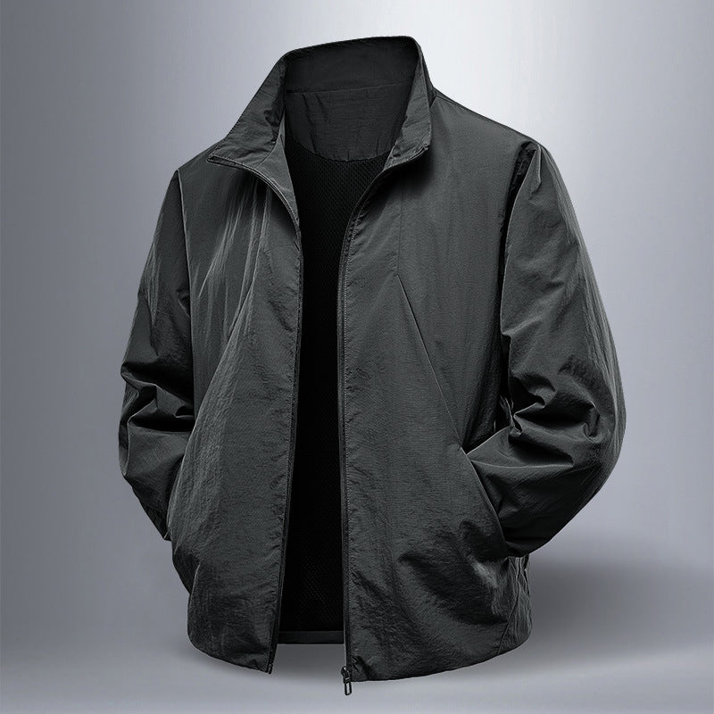 Men's ultralight windproof transitional jacket with stand-up collar and hidden zipper Fashion Glam