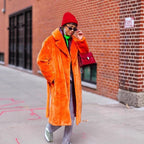 Women's Maxi Faux Fur Coat in Teddy Finish with Extra Large Shawl Collar Fashion Glam
