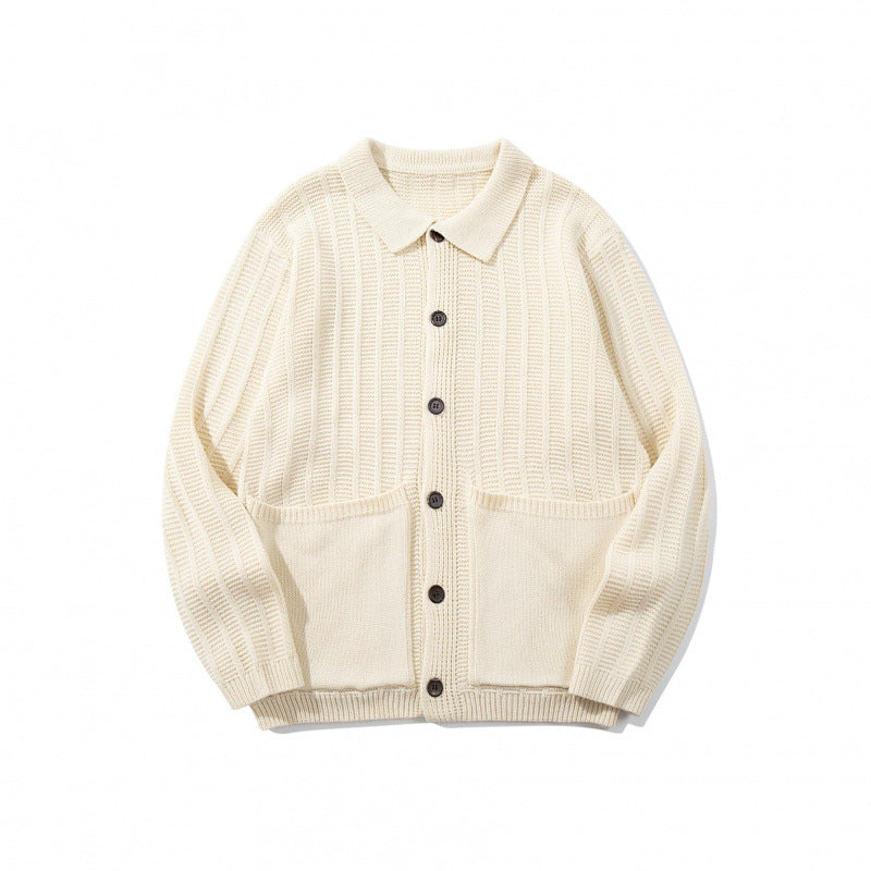 Unisex Chunky Knitted Shirt Jacket with Kent Collar, Button Placket and Patch Pockets Fashion Glam