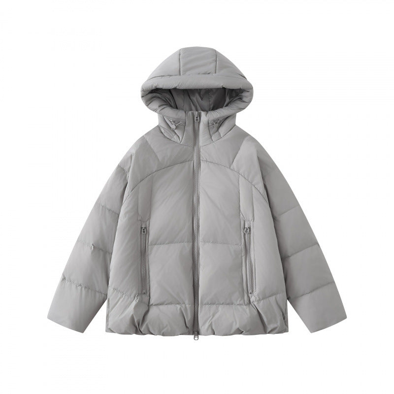 Unisex Short-cut thermal insulating puffer jacket with adjustable hood and two-way zipper Fashion Glam