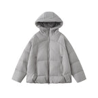 Unisex Short-cut thermal insulating puffer jacket with adjustable hood and two-way zipper Fashion Glam