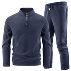 Men's Fleece Training Set with Stand-up Collar and Elastic Waistband Fashion Glam
