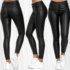 Women's Coated High-Waist Skinny Jeans Look Pants Fashion Glam