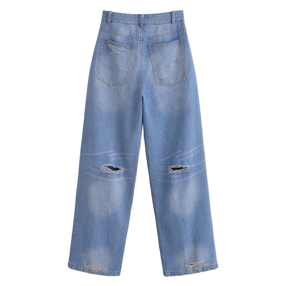 Women's High-Waist Jeans Pants with Wide Leg, Straight Hem and Subtle Used Look Fashion Glam
