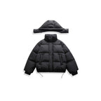 Unisex Short Padded Jacket with Hood, High Stand-Up Collar, and Adjustable Hem Fashion Glam