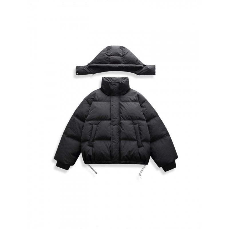 Unisex Short Padded Jacket with Hood, High Stand-Up Collar, and Adjustable Hem Fashion Glam