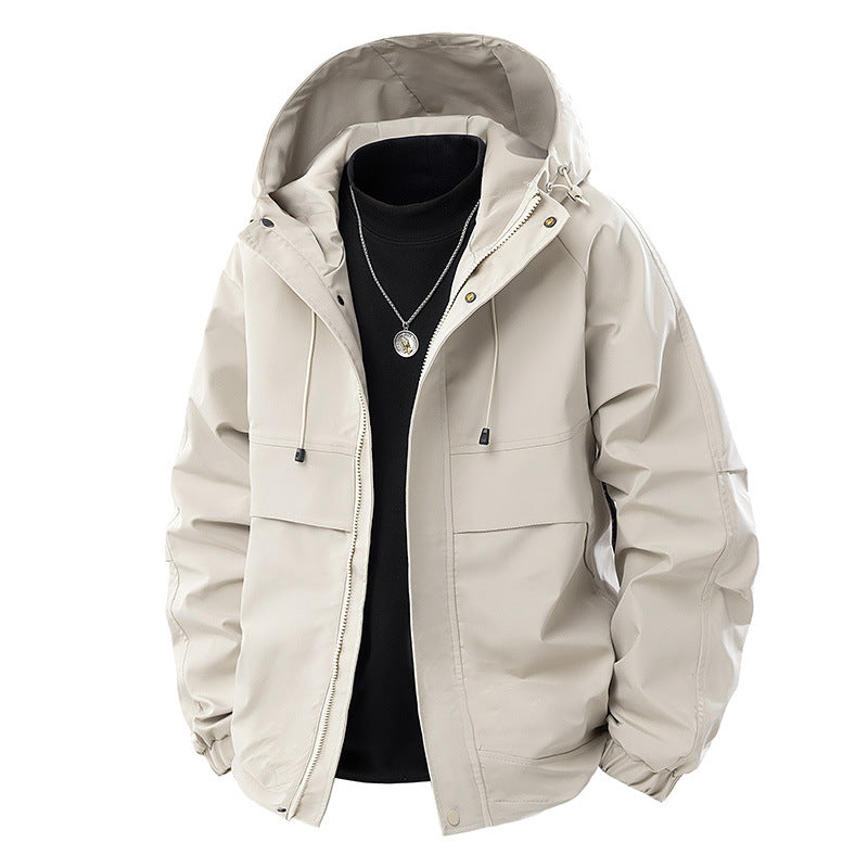 Men's Minimalist Tech Softshell Parka with Hood, Concealed Zipper and Cargo Chest Pockets Fashion Glam