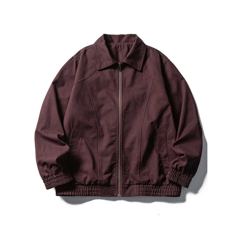 Men's Boxy Field Jacket in Utility Look with Stand-up Collar, Full-length Zipper and Elastic Hem Fashion Glam