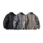 Unisex Ribbed Zip Cardigan with Stand-Up Collar Fashion Glam