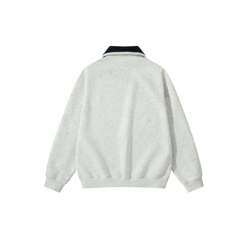 Unisex Oversize Half-zip Sweatshirt with contrasting Kent collar, kangaroo pocket, and ribbed cuffs Fashion Glam