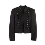 Ladies short marshall-inspired blazer jacket with decorative button row and cord trim Fashion Glam