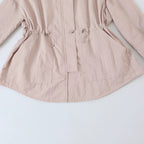 Women's Tailored Windbreaker with Drawstring, Stand Collar and Balloon Sleeves Fashion Glam