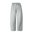 Women's Relaxed Fit Straight-Leg Denim Pants with High Waist and Soft Stonewash Details Fashion Glam