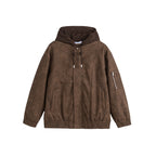 Unisex Oversize Hoodie Bomber Jacket in Velour Look with Hood, Arm Pocket and Elastic Hem Fashion Glam
