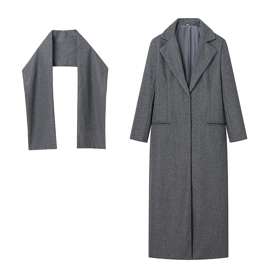 Ladies Longline Wool Cape Coat with Shawl Collar and Boxy Silhouette Fashion Glam