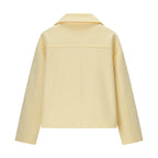 Women Short-cut double-breasted wool blend peacoat with boxy oversized silhouette Fashion Glam