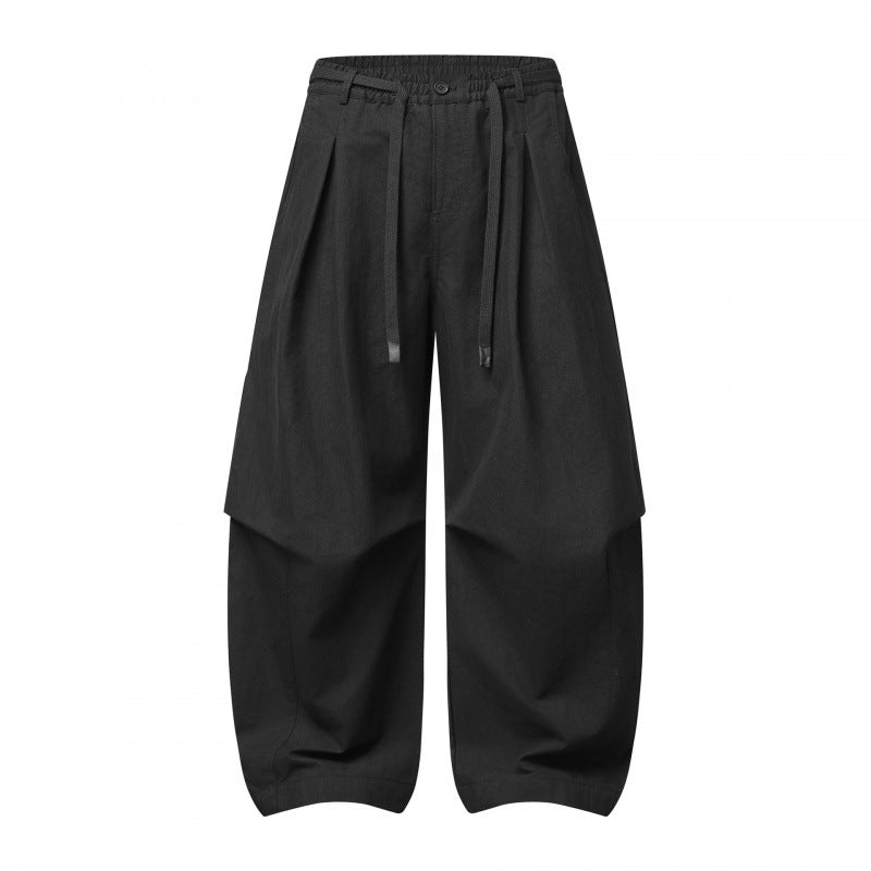 Unisex wide layered pants with balloon-shaped silhouette, high waist and drawstring Fashion Glam
