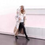 Women's Longer Faux Fur Coat with Hood and Lynx Look Fashion Glam