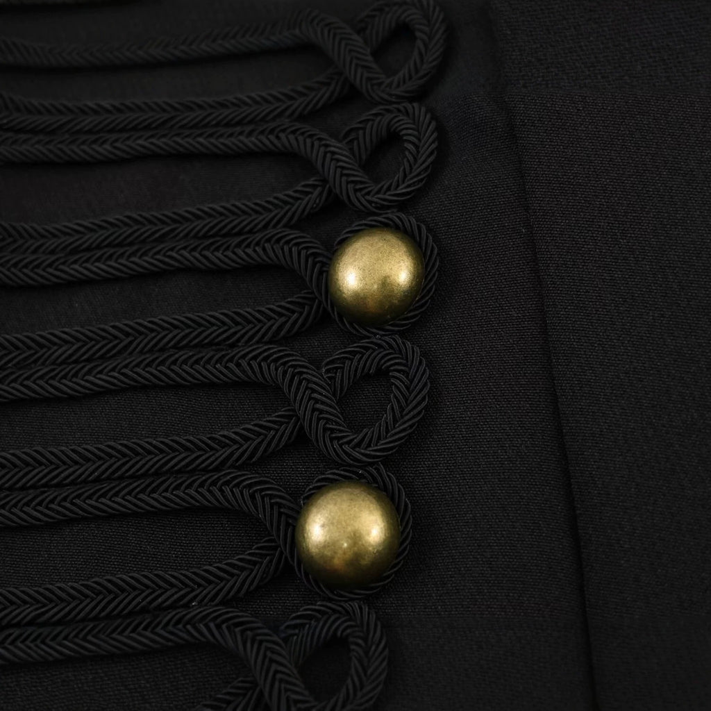 Women military-inspired cropped jacket with stand collar and decorative button detail Fashion Glam