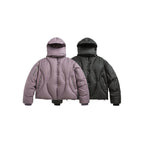 Unisex Short padded puffer jacket with high closing collar, voluminous hood and zippered pockets Fashion Glam
