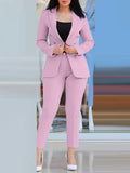 Women's Tailored Two-Piece Blazer with Slim-Fit Trousers in Business Style Fashion Glam