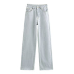 Women's high-waisted wide-leg jeans with wide leg and vintage wash Fashion Glam