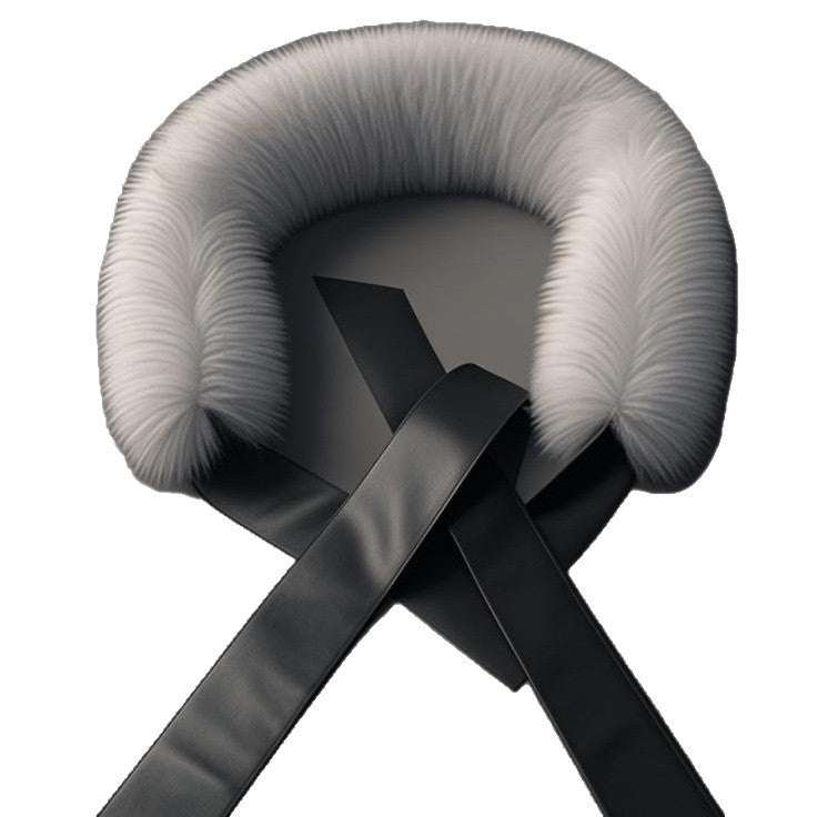 Women Removable Faux Fur Collar with Faux Leather Ties Fashion Glam