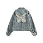Unisex Boxy-Denim Jacket with frayed hem edges, flap pockets and vintage wash Fashion Glam