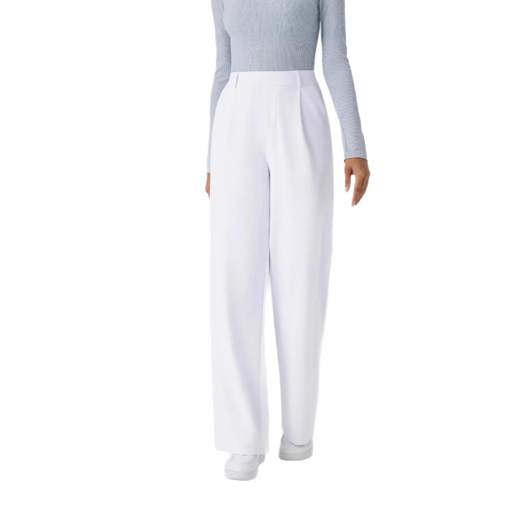 Ladies Elegant High-Waist Palazzo Pants with Front Pleats and Side Pockets Fashion Glam