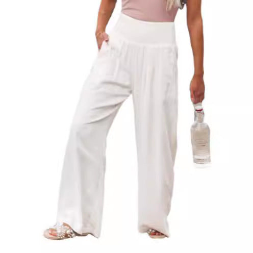 Airy women's pants with elastic waistband and wide-cut legs – Fashion Glam