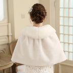 Women's Elegant Faux Fur Capelet with Bow Closure and Wide Overlapping Collar Fashion Glam