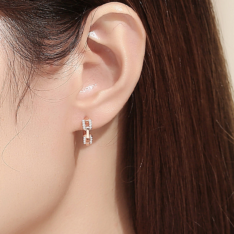 Ladies earrings with sparkling zirconia and modern design Fashion Glam