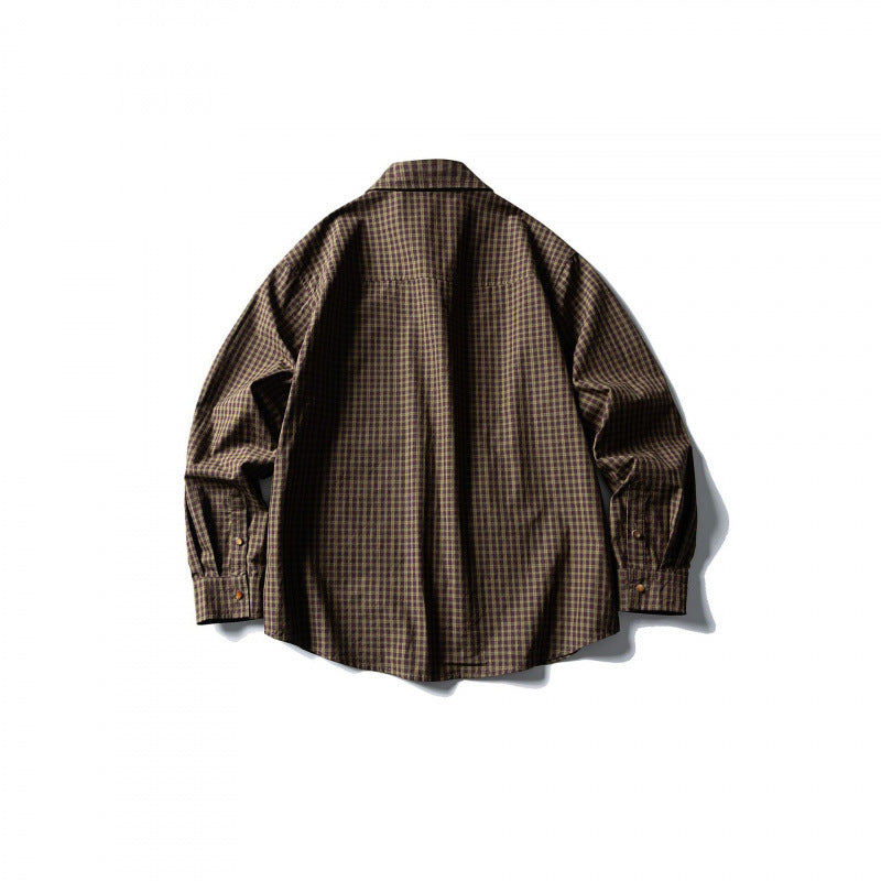 Men's overshirt in check pattern with front pockets and snap button placket Fashion Glam