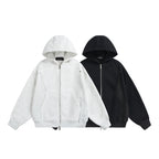 Unisex Boxy Hoodie Jacket with Two-Way Zipper and Geometric Seam Details Fashion Glam