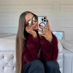 Women's Short Teddy Faux Fur Cropped Blouson with Internal Button Placket and Soft Sleeve Cuffs Fashion Glam