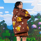 Unisex hoodie with knitted pixel bee design and attached kangaroo pocket Fashion Glam