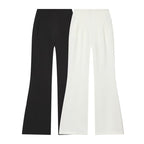Women's High-Waisted Wide Fabric Pants with Straight Leg and Hidden Waistband Fashion Glam