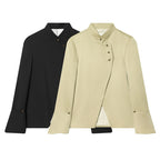 Women's Asymmetric Blouse Jacket with Stand-Up Collar and Flared Cuffs Fashion Glam
