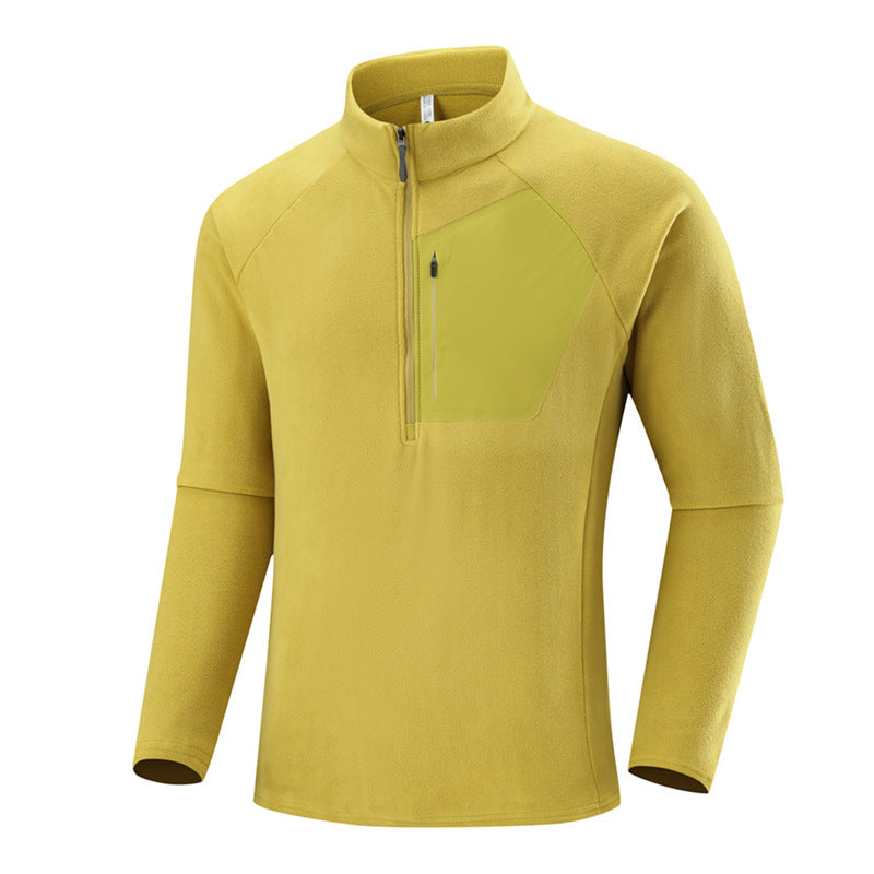 Men's Lightweight Performance Fleece Pullover with Quarter Zip and Chest Pocket Fashion Glam